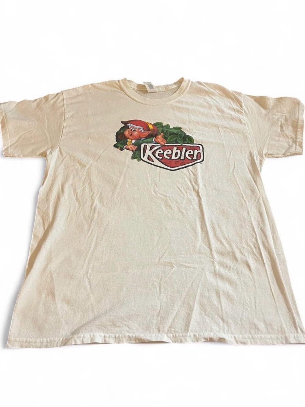 Men’s Vintage Keebler Cookies Graphic Logo White Shirt Size L